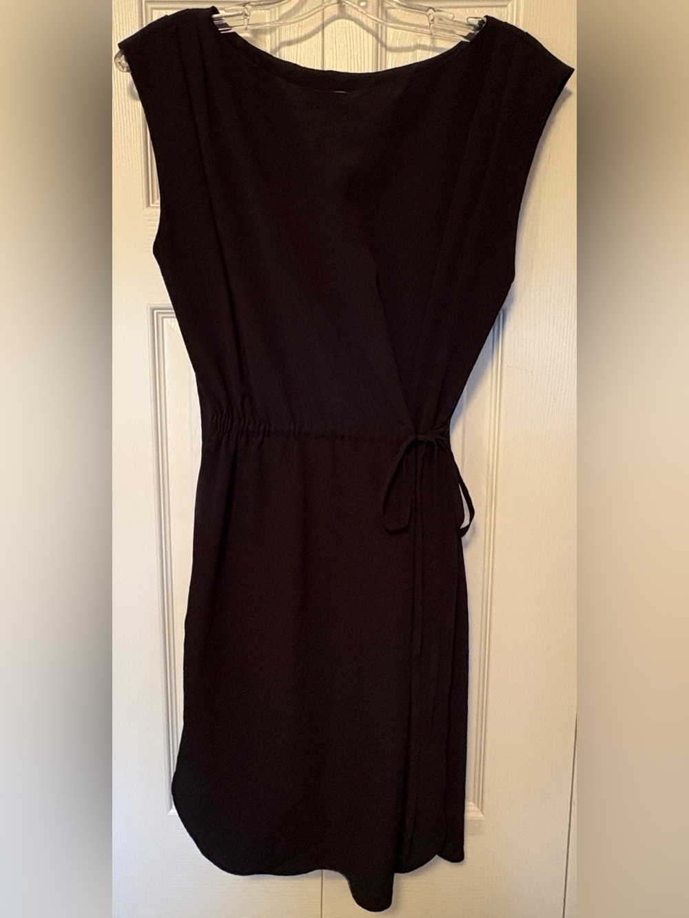 Reiss London Rio Black Draped Faux Wrap Shift Dress LBD 6 /Medium